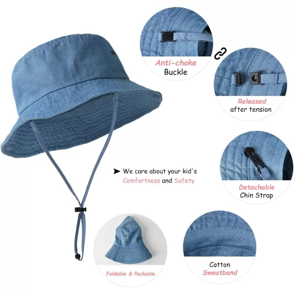 FURTALK Kids Bucket Hat Cotton Summer Toddler Sun Hat for Boys Girls Bucket Hat with Strings