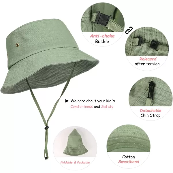 FURTALK Kids Bucket Hat Cotton Summer Toddler Sun Hat for Boys Girls Bucket Hat with Strings