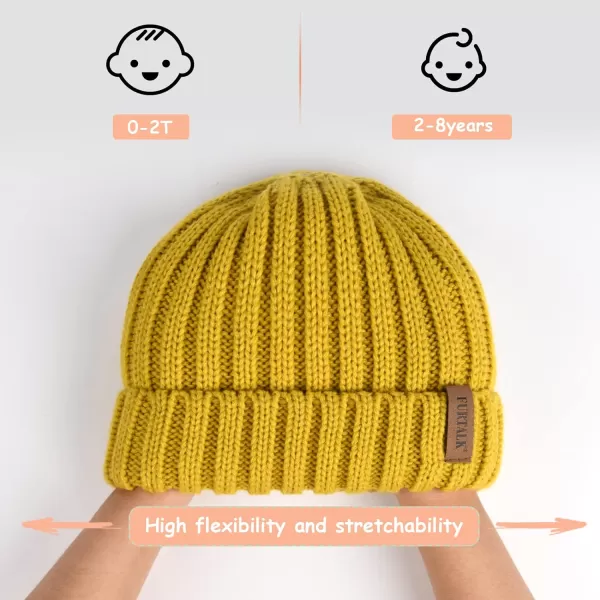 FURTALK Kids Winter Hat Toddler Knitted Pom Beanie Hat Cotton Lined Faux Fur Pom Pom Cap Baby Girls Boys Beanies