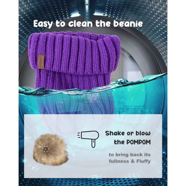FURTALK Kids Winter Hat Toddler Knitted Pom Beanie Hat Cotton Lined Faux Fur Pom Pom Cap Baby Girls Boys Beanies