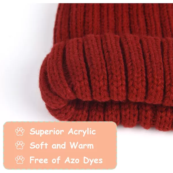 FURTALK Kids Winter Hat Toddler Knitted Pom Beanie Hat Cotton Lined Faux Fur Pom Pom Cap Baby Girls Boys Beanies