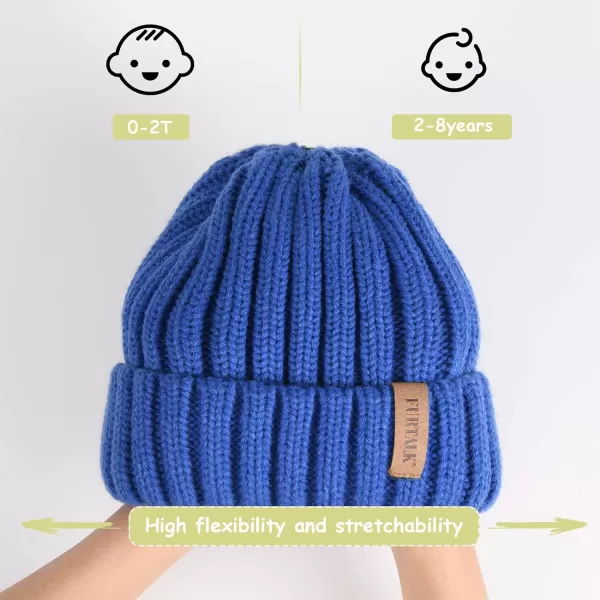 FURTALK Kids Winter Hat Toddler Knitted Pom Beanie Hat Cotton Lined Faux Fur Pom Pom Cap Baby Girls Boys Beanies