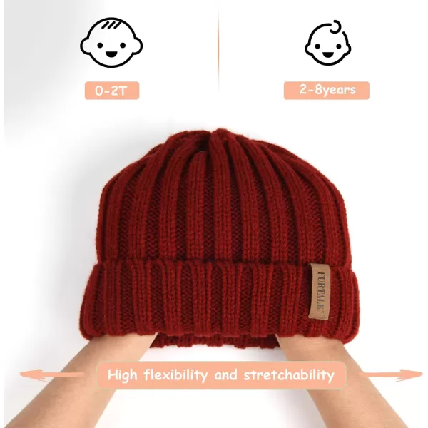 FURTALK Kids Winter Hat Toddler Knitted Pom Beanie Hat Cotton Lined Faux Fur Pom Pom Cap Baby Girls Boys Beanies