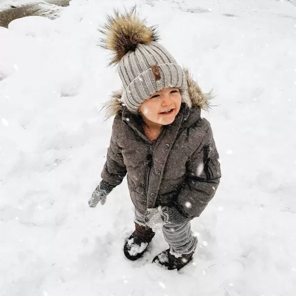 FURTALK Kids Winter Hat Toddler Knitted Pom Beanie Hat Cotton Lined Faux Fur Pom Pom Cap Baby Girls Boys Beanies