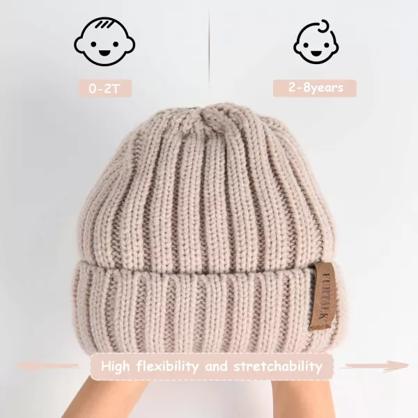 FURTALK Kids Winter Hat Toddler Knitted Pom Beanie Hat Cotton Lined Faux Fur Pom Pom Cap Baby Girls Boys Beanies