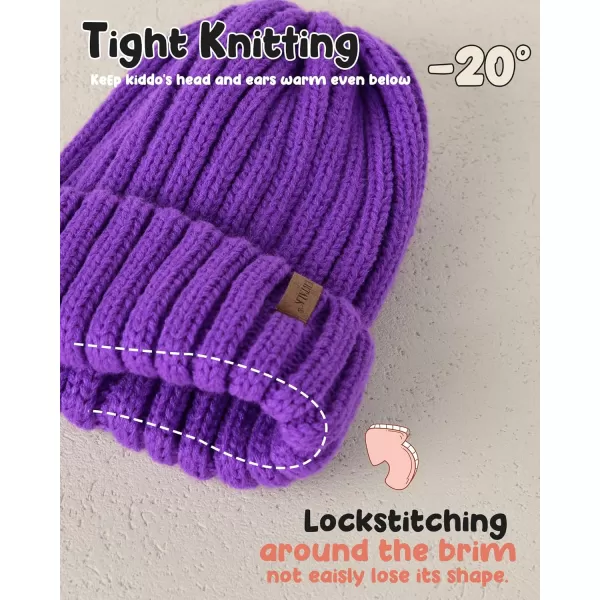 FURTALK Kids Winter Hat Toddler Knitted Pom Beanie Hat Cotton Lined Faux Fur Pom Pom Cap Baby Girls Boys Beanies