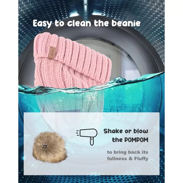 FURTALK Kids Winter Hat Toddler Knitted Pom Beanie Hat Cotton Lined Faux Fur Pom Pom Cap Baby Girls Boys Beanies