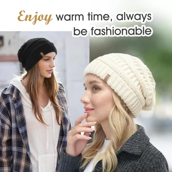FURTALK Knit Beanie Hats for Women Men Fleece Lined Ski Skull Cap Slouchy Winter Hat