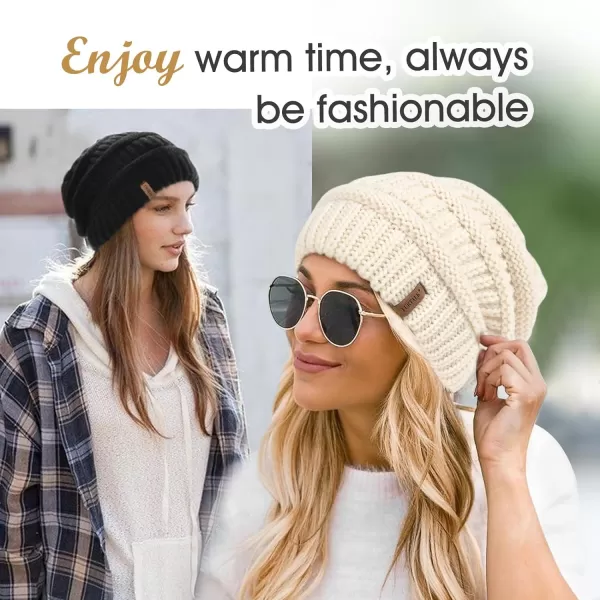 FURTALK Knit Beanie Hats for Women Men Fleece Lined Ski Skull Cap Slouchy Winter Hat