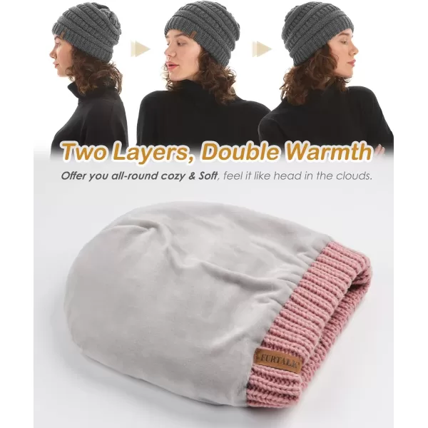 FURTALK Knit Beanie Hats for Women Men Fleece Lined Ski Skull Cap Slouchy Winter Hat