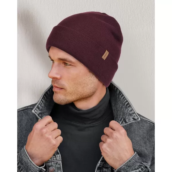 FURTALK Mens Beanie Fleece Lined Winter Hats Double Layered Stylish Knited Cuffed Plain Hat