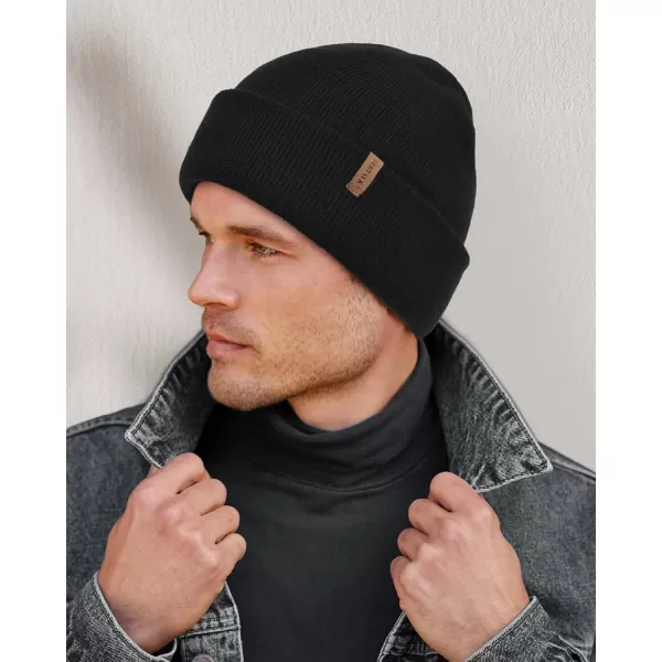 FURTALK Mens Beanie Fleece Lined Winter Hats Double Layered Stylish Knited Cuffed Plain Hat