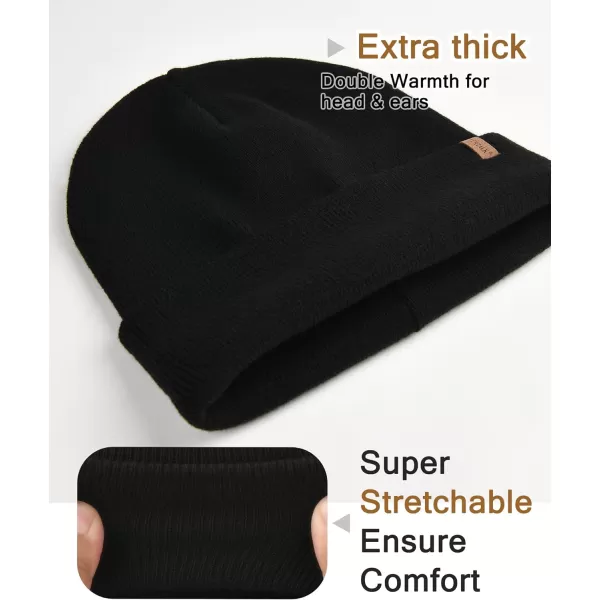 FURTALK Mens Beanie Fleece Lined Winter Hats Double Layered Stylish Knited Cuffed Plain Hat
