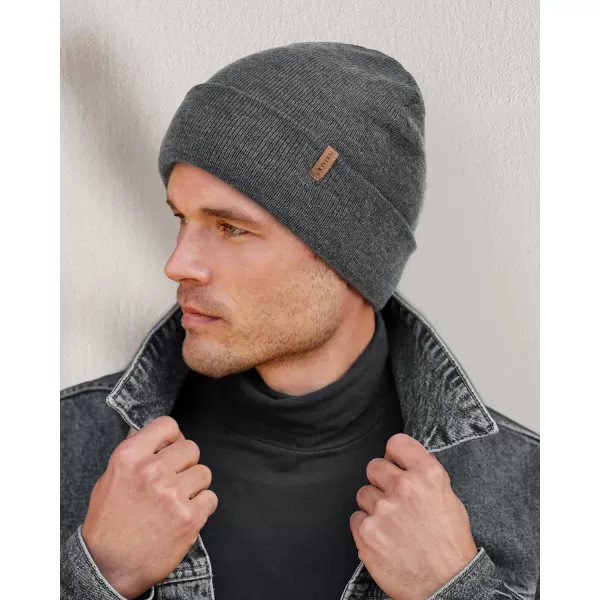 FURTALK Mens Beanie Fleece Lined Winter Hats Double Layered Stylish Knited Cuffed Plain Hat