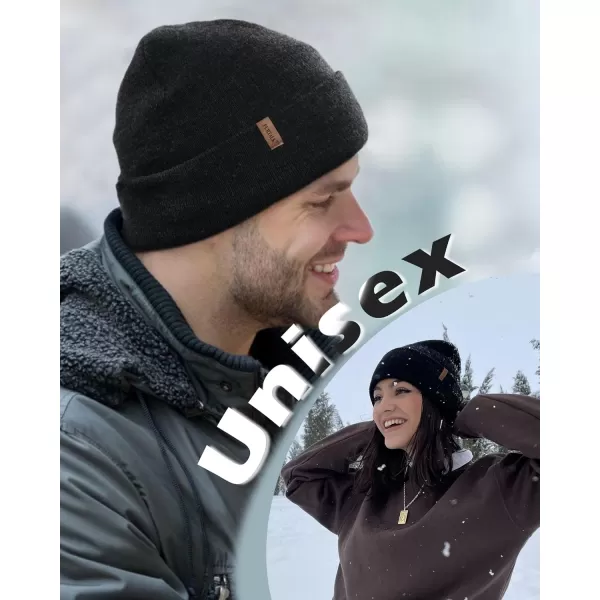 FURTALK Mens Beanie Fleece Lined Winter Hats Double Layered Stylish Knited Cuffed Plain Hat