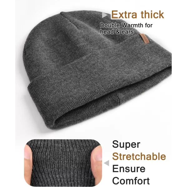 FURTALK Mens Beanie Fleece Lined Winter Hats Double Layered Stylish Knited Cuffed Plain Hat
