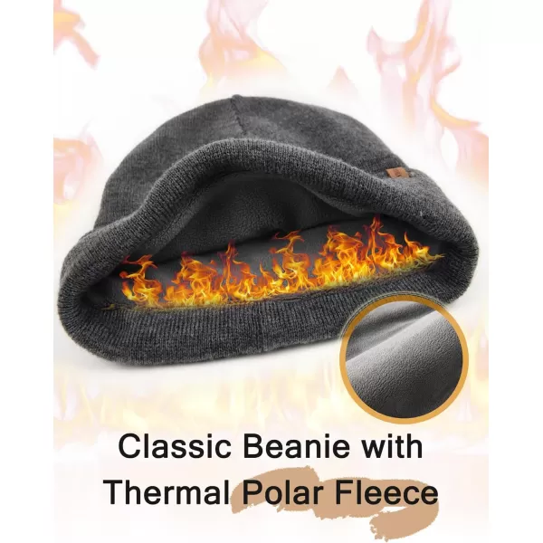 FURTALK Mens Beanie Fleece Lined Winter Hats Double Layered Stylish Knited Cuffed Plain Hat