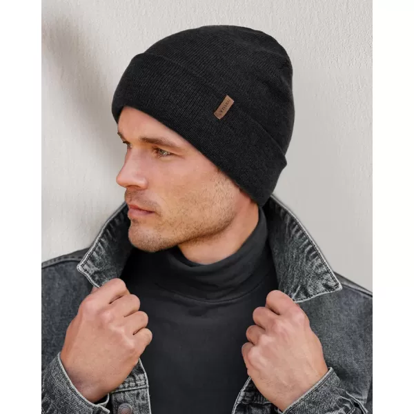 FURTALK Mens Beanie Fleece Lined Winter Hats Double Layered Stylish Knited Cuffed Plain Hat
