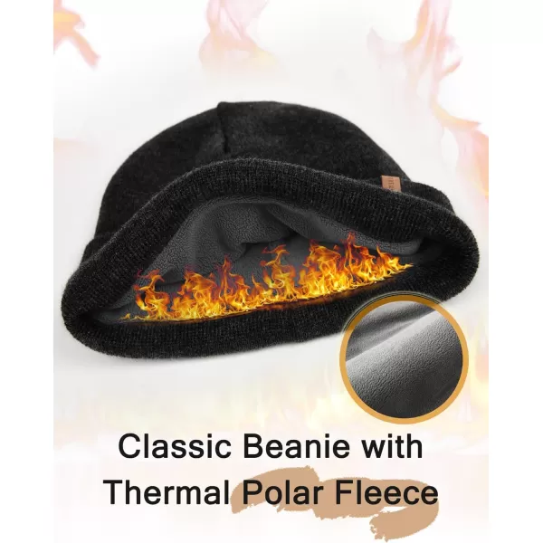 FURTALK Mens Beanie Fleece Lined Winter Hats Double Layered Stylish Knited Cuffed Plain Hat