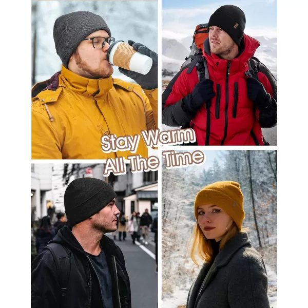FURTALK Mens Beanie Fleece Lined Winter Hats Double Layered Stylish Knited Cuffed Plain Hat