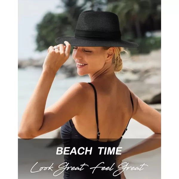 FURTALK Panama Hat Sun Hats for Women Men Wide Brim Fedora Straw Beach Hat UV UPF 50
