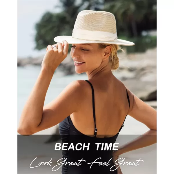 FURTALK Panama Hat Sun Hats for Women Men Wide Brim Fedora Straw Beach Hat UV UPF 50