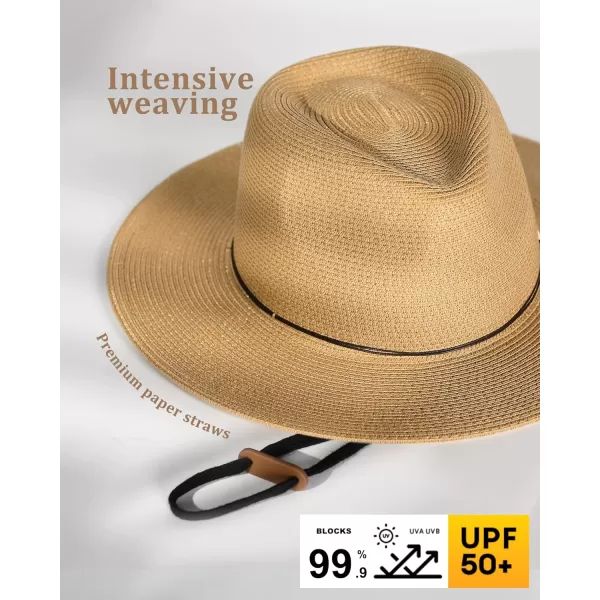 FURTALK Panama Hat Sun Hats for Women Men Wide Brim Fedora Straw Beach Hat UV UPF 50