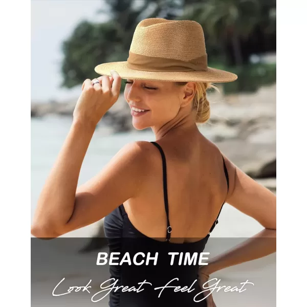 FURTALK Panama Hat Sun Hats for Women Men Wide Brim Fedora Straw Beach Hat UV UPF 50