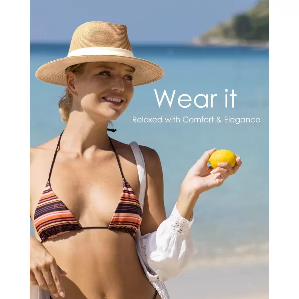 FURTALK Panama Hat Sun Hats for Women Men Wide Brim Fedora Straw Beach Hat UV UPF 50
