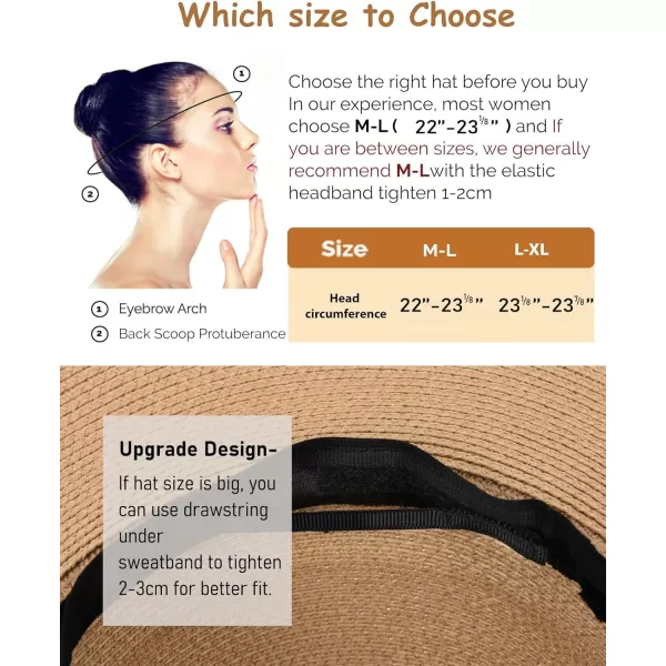 FURTALK Panama Hat Sun Hats for Women Men Wide Brim Fedora Straw Beach Hat UV UPF 50