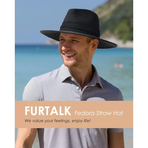 FURTALK Panama Hat Sun Hats for Women Men Wide Brim Fedora Straw Beach Hat UV UPF 50