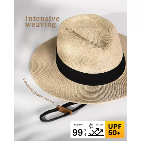 FURTALK Panama Hat Sun Hats for Women Men Wide Brim Fedora Straw Beach Hat UV UPF 50
