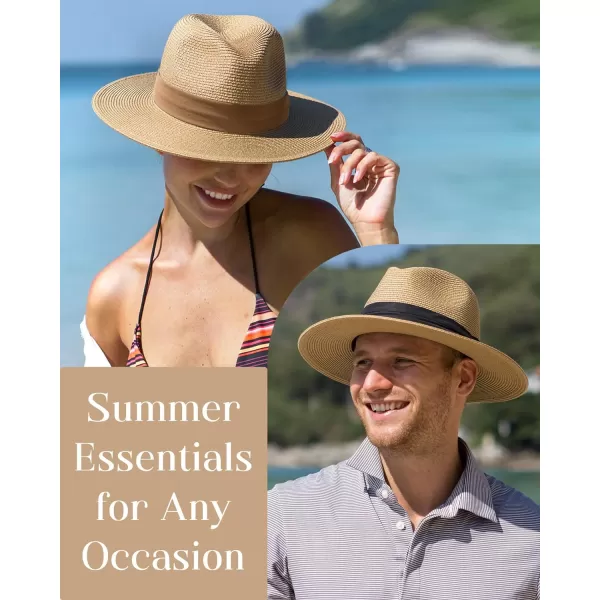 FURTALK Panama Hat Sun Hats for Women Men Wide Brim Fedora Straw Beach Hat UV UPF 50