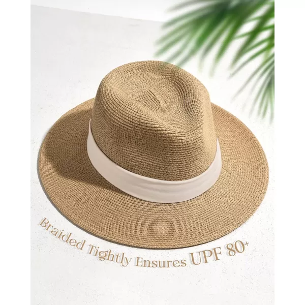 FURTALK Panama Hat Sun Hats for Women Men Wide Brim Fedora Straw Beach Hat UV UPF 50
