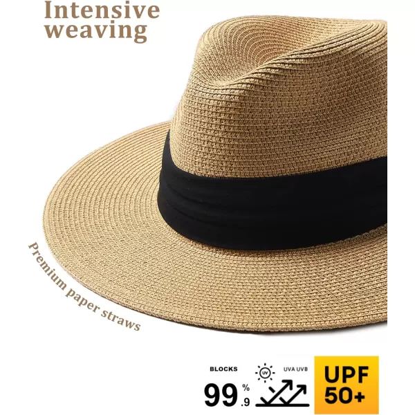 FURTALK Panama Hat Sun Hats for Women Men Wide Brim Fedora Straw Beach Hat UV UPF 50
