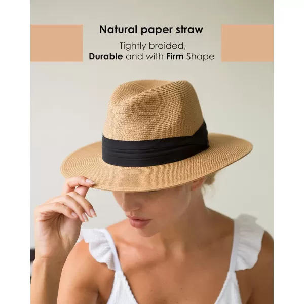 FURTALK Panama Hat Sun Hats for Women Men Wide Brim Fedora Straw Beach Hat UV UPF 50