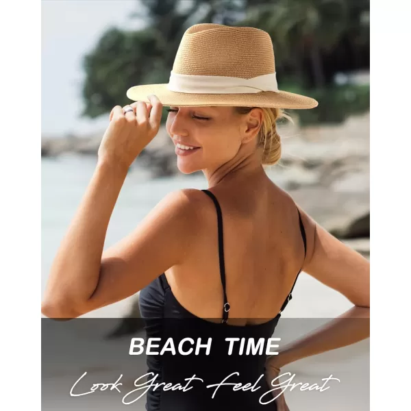 FURTALK Panama Hat Sun Hats for Women Men Wide Brim Fedora Straw Beach Hat UV UPF 50