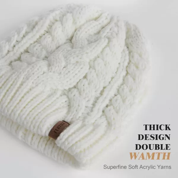 FURTALK Ponytail Beanies for Women Messy Bun Winter Hat with Tail Hole Cotton Lined Knit Skull Beanie Outdoor Runner Cap