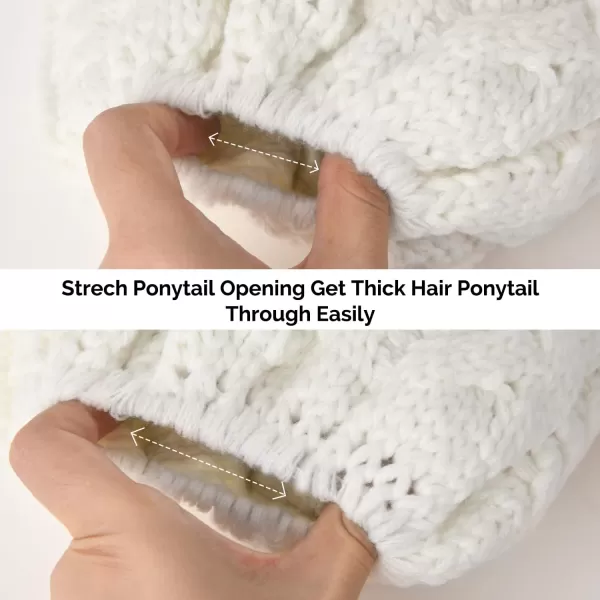 FURTALK Ponytail Beanies for Women Messy Bun Winter Hat with Tail Hole Cotton Lined Knit Skull Beanie Outdoor Runner Cap