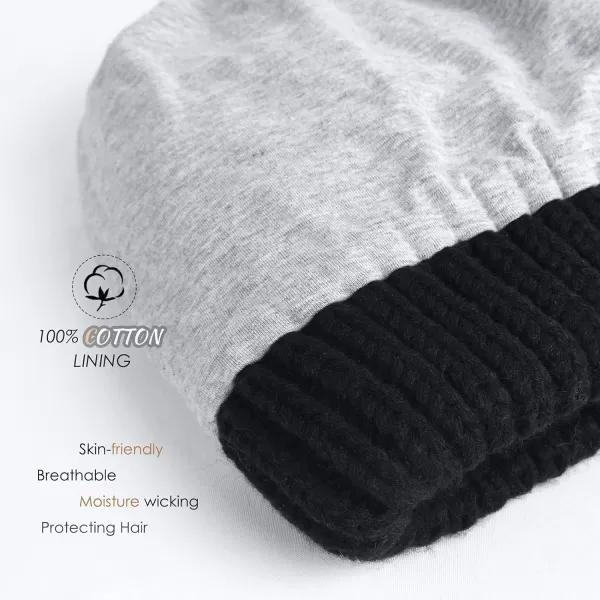 FURTALK Ponytail Beanies for Women Messy Bun Winter Hat with Tail Hole Cotton Lined Knit Skull Beanie Outdoor Runner Cap