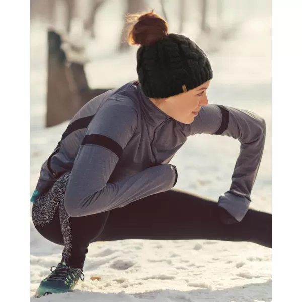 FURTALK Ponytail Beanies for Women Messy Bun Winter Hat with Tail Hole Cotton Lined Knit Skull Beanie Outdoor Runner Cap