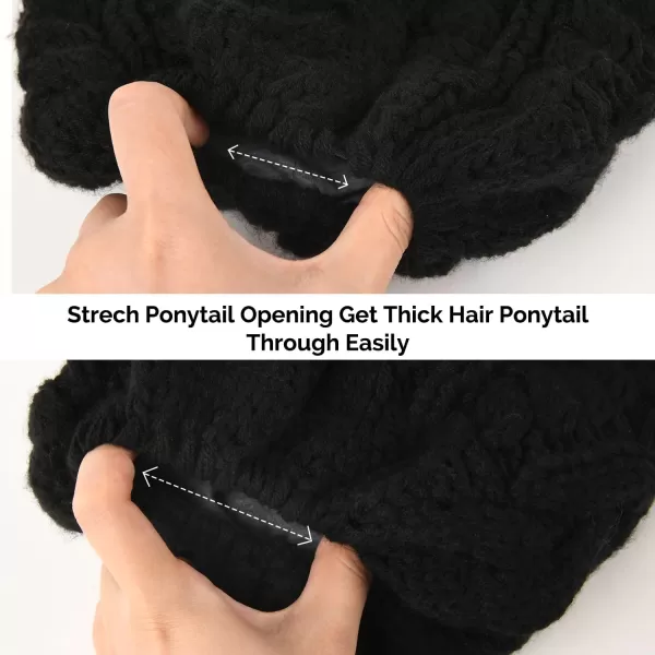 FURTALK Ponytail Beanies for Women Messy Bun Winter Hat with Tail Hole Cotton Lined Knit Skull Beanie Outdoor Runner Cap