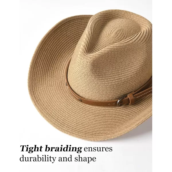 FURTALK Straw Cowboy Sun Hats for Women Men Western Cowgirl Hats with Wind Lanyard UPF 50+ Beach Hat
