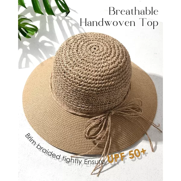 FURTALK Sun Hats for Women Beach Hat Wide Brim Handmade Straw Hat Breathable Foldable Packable Cap for Travel UPF