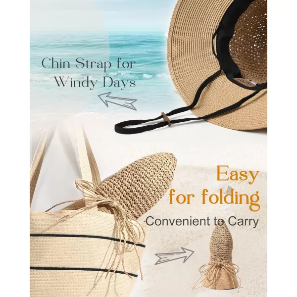 FURTALK Sun Hats for Women Beach Hat Wide Brim Handmade Straw Hat Breathable Foldable Packable Cap for Travel UPF