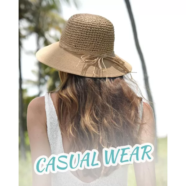 FURTALK Sun Hats for Women Beach Hat Wide Brim Handmade Straw Hat Breathable Foldable Packable Cap for Travel UPF