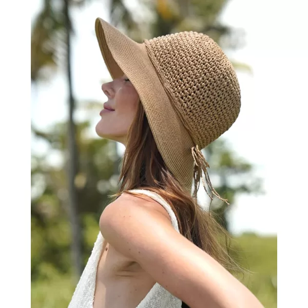 FURTALK Sun Hats for Women Beach Hat Wide Brim Handmade Straw Hat Breathable Foldable Packable Cap for Travel UPF