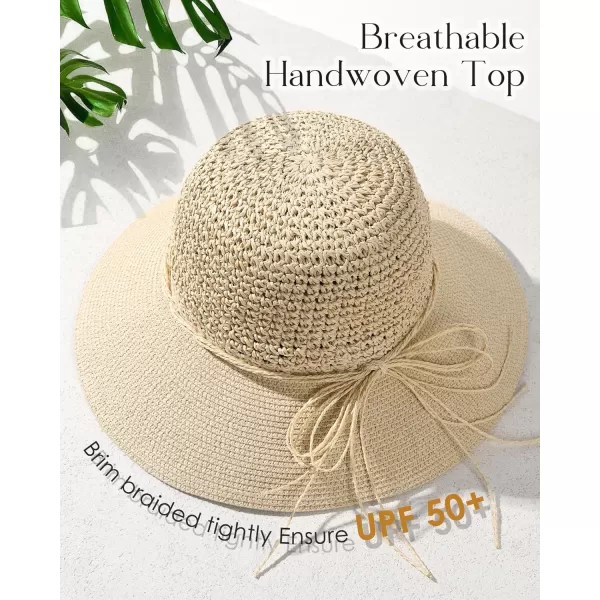 FURTALK Sun Hats for Women Beach Hat Wide Brim Handmade Straw Hat Breathable Foldable Packable Cap for Travel UPF