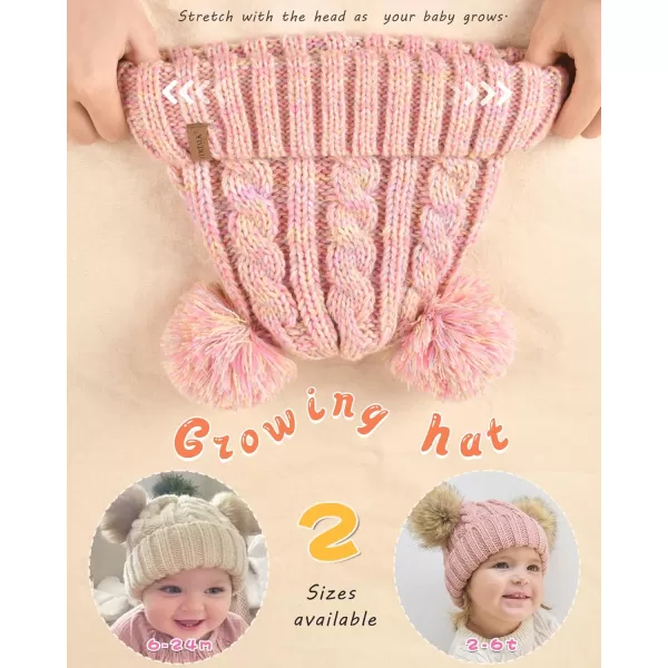FURTALK Toddler Girls Boys Winter Hat Kids Pom Pom Beanie Hats Baby Faux Fur Pom Beanies Warm Soft Toddler Hats