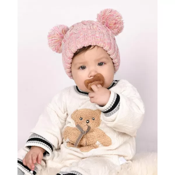 FURTALK Toddler Girls Boys Winter Hat Kids Pom Pom Beanie Hats Baby Faux Fur Pom Beanies Warm Soft Toddler Hats